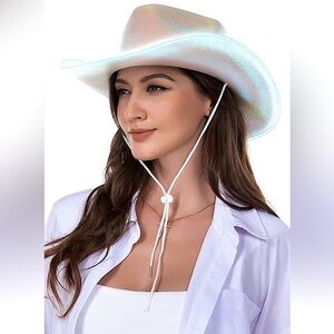 🤠 New Iridescent Light Up Cowgirl Cowboy Hat Adjustable Halloween Rodeo Concert